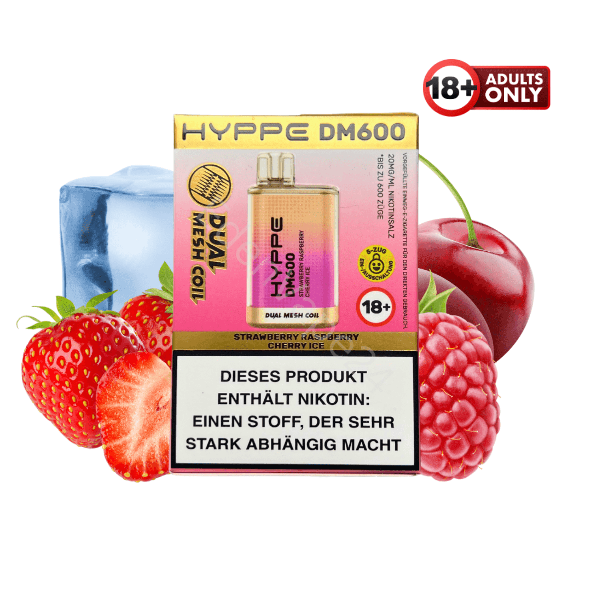 Flerbar HYPPE DM600 - Strawberry Raspberry Cherry Ice - EdenVape24